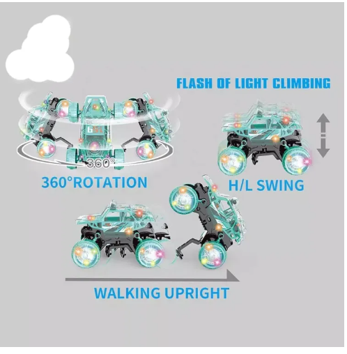 🔥Double-Sided 360° RC Stunt Car Toy with Lights & Music – Rechargeable Remote Control Car 🚗✨