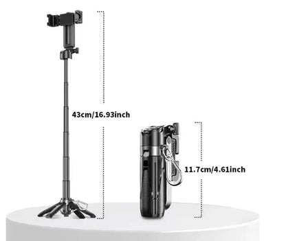 Mini Grip Quadripod with Bluetooth Remote – Portable Tripod Stand for Phone & Vlogging 📸